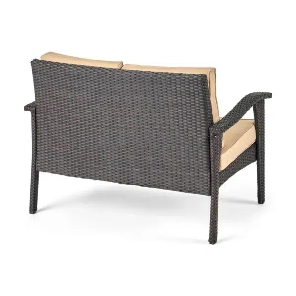 Dark Brown 8-Seater Outdoor Wicker Conversation Set with Cushions and Table