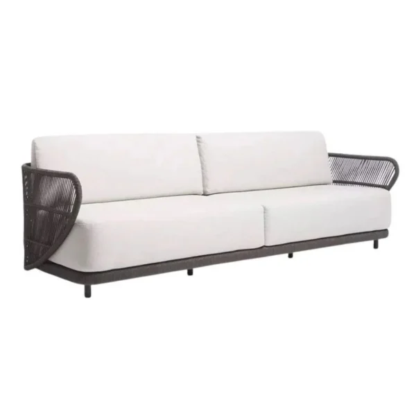 Outdoor Rope 4 Seater Sofa Set with Glass Top Coffee Table for Patio, Garden, Balcony, and Poolside