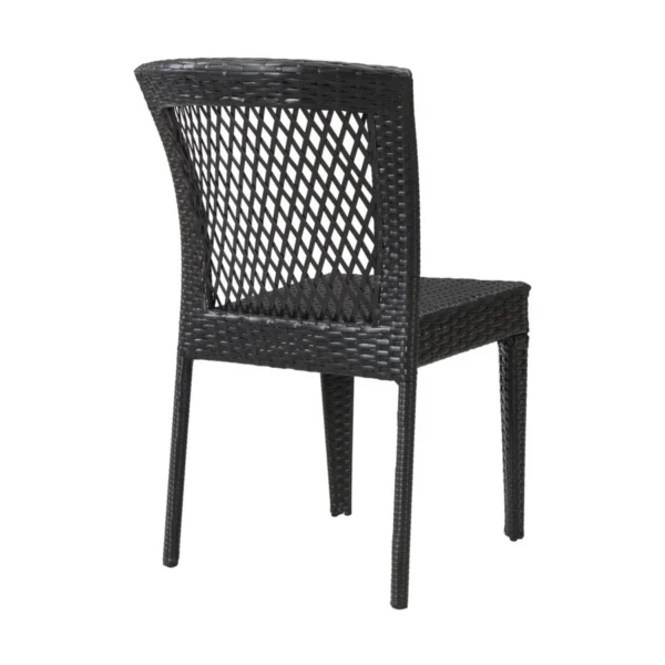 Outdoor rattan wicker patio dining chair with sturdy metal frame and weather-resistant cushion, perfect for garden or balcony use.