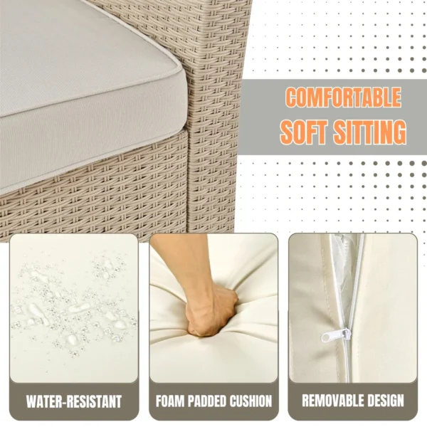 Outdoor all-weather wicker single seater sofa with comfortable cushions for patio or balcony seating.