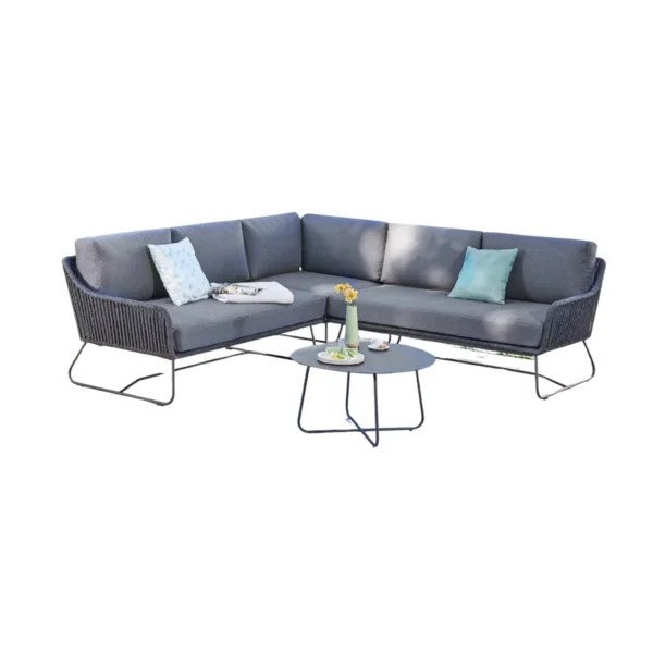 Modern 5-Seater L-Shape Outdoor Rope Sofa Set with Cushions for Patio, Garden, or Balcony