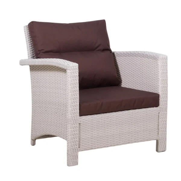 Outdoor All-Weather Wicker Single Seater Sofa with Cushions – Durable Patio Chair for Garden, Balcony, or Terrace