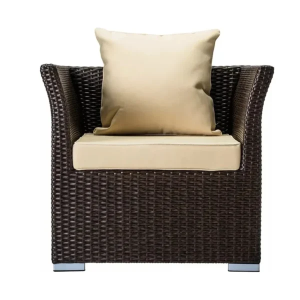 Outdoor All-Weather Wicker Single Seater Sofa with cushion for patio, garden, or balcony seating