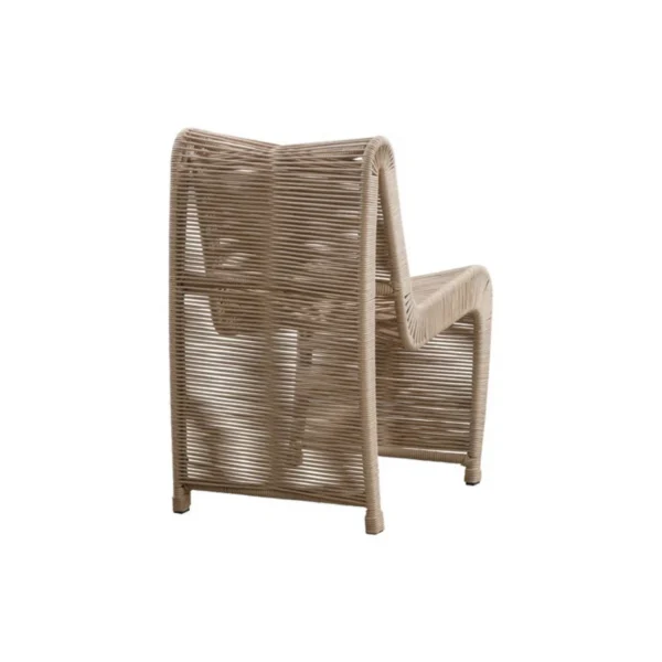 Two modern outdoor rope patio chairs with metal frames and woven seats, perfect for garden or balcony seating.