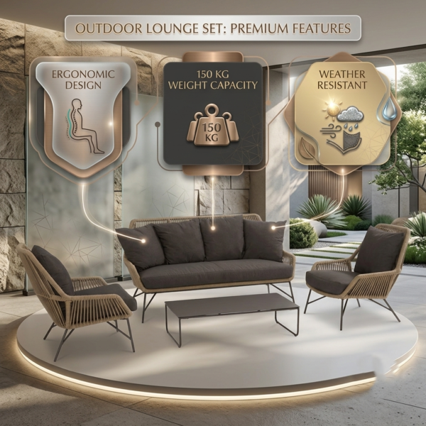 LOCCUS 4-Piece Outdoor Rope Patio Conversation Loveseat Furniture - Image 5