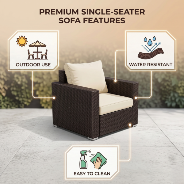LOCCUS 1-Piece Outdoor Wicker Single Seater Sofa - Image 6