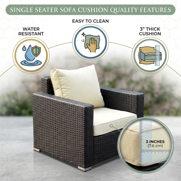 LOCCUS 1-Piece Outdoor Wicker Single Seater Sofa - Image 4