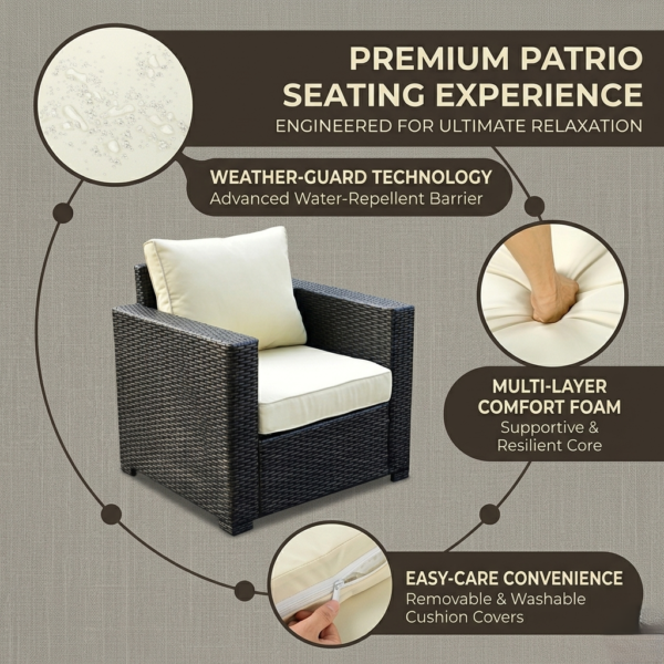 LOCCUS 1-Piece Outdoor Wicker Single Seater Sofa - Image 5