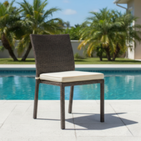 LOCCUS All-Weather Dark Brown Wicker Arm Chair with Washable Off-White Cushions – Outdoor Patio Single Sofa Chair for Garden, Lawn & Poolside