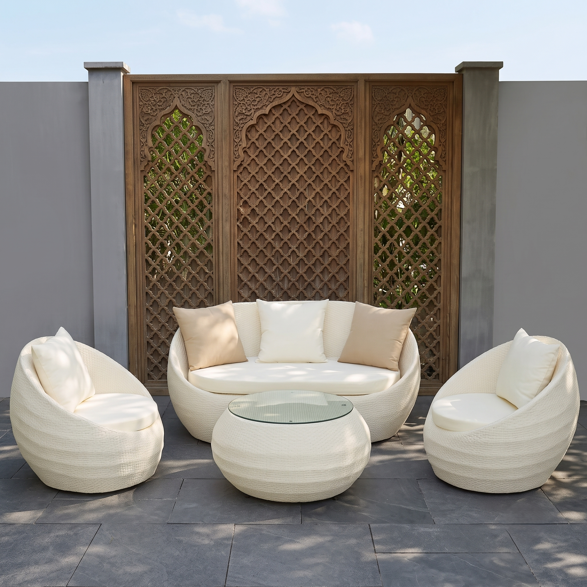 Sofa set 4-Piece Outdoor Rattan Wicker Patio Sofa Set White - Image 1