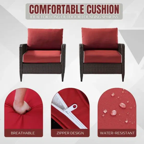 Outdoor 4-Piece Patio Wicker Furniture Set – Weather-Resistant Rattan Seating with Cushions