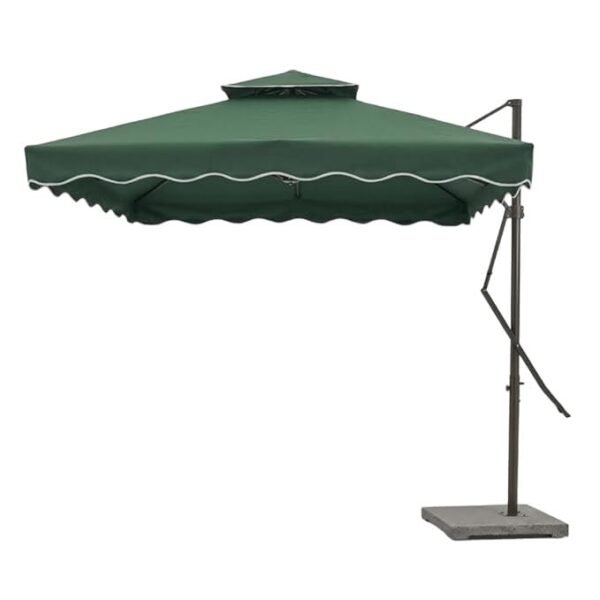 10ft Side Pole Square Shape Outdoor Umbrella With Granite Base (Green) - Image 6