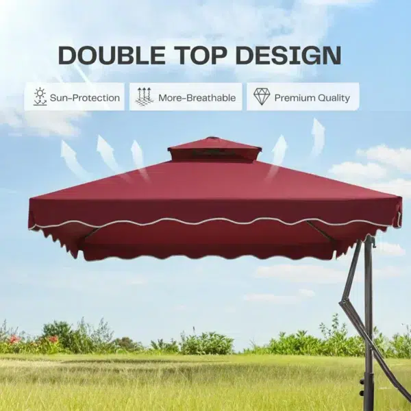 LOCCUS 10ft Side Pole Square Shape Outdoor Umbrella With Granite Base - Green - Image 12