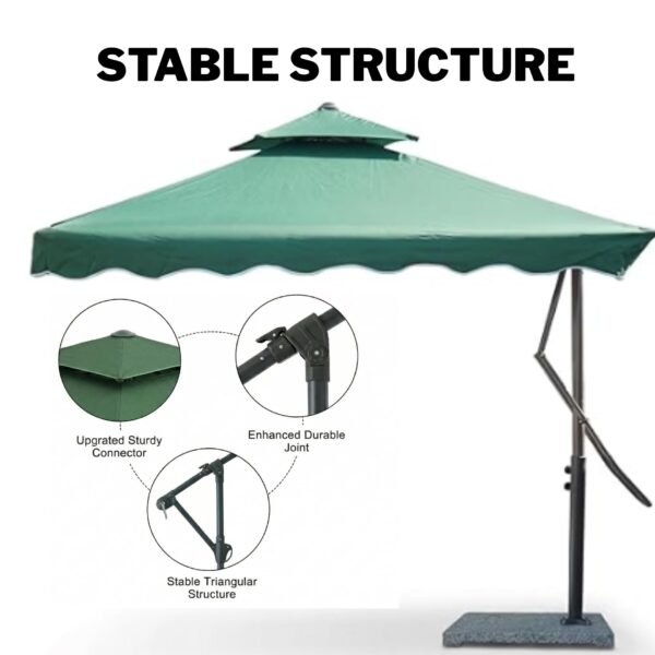 10ft Side Pole Square Shape Outdoor Umbrella With Granite Base (Green) - Image 7