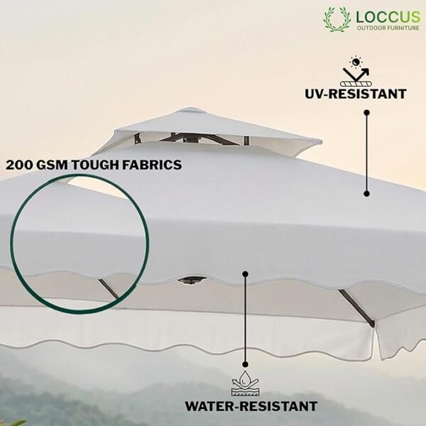 10ft Side Pole Square Shape Outdoor Umbrella With Granite Base (Off-White) - Image 4