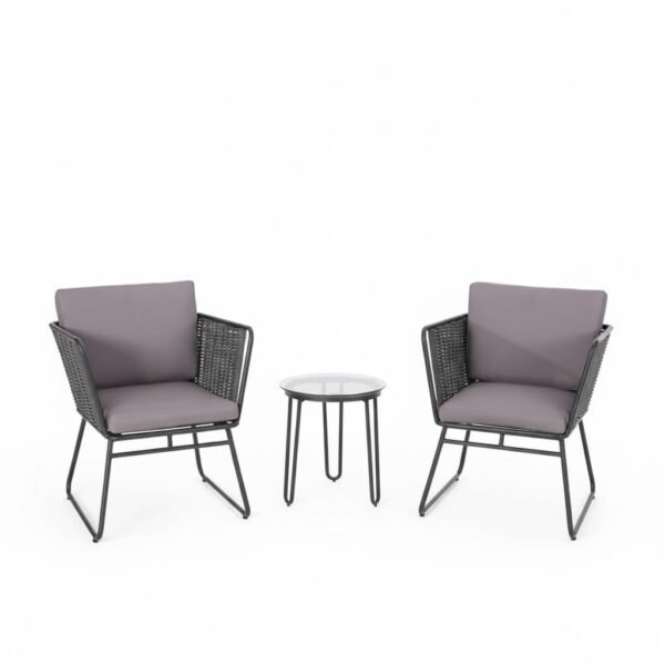 LOCCUS 3 Piece Outdoor/Indoor Patio Furniture Set -Grey - Image 4
