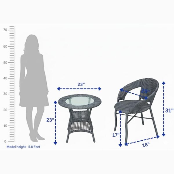 LOCCUS 5-Piece Outdoor Wicker Patio Bistro Set - Grey - Image 4
