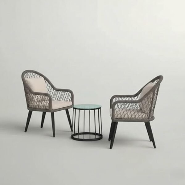LOCCUS 3-Piece Outdoor Patio Bistro Set - Grey & Beige - Image 5