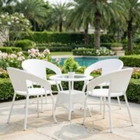 LOCCUS 5-Piece Outdoor Rattan Bistro Set with Table