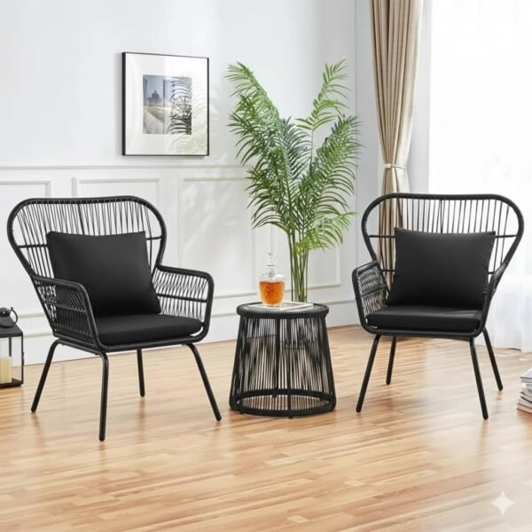 LOCCUS 3-Piece Outdoor Patio Furniture Set -Black - Image 2