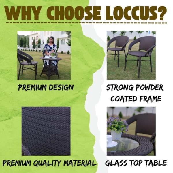 LOCCUS all-weather rattan patio furniture set with powder coated iron frame for outdoor balcony and lawn