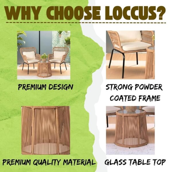 LOCCUS 3-Piece Patio Bistro Set - Beige & White - Image 5
