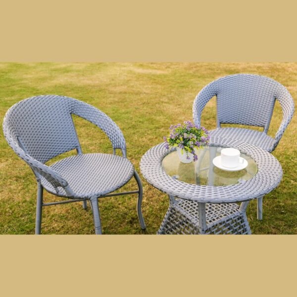 LOCCUS 5 piece outdoor rattan furniture set gray wicker chairs and table for patio and lawn
