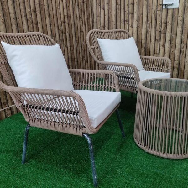 LOCCUS 3-Piece Outdoor Patio Furniture Rope Bistro Set - Image 5