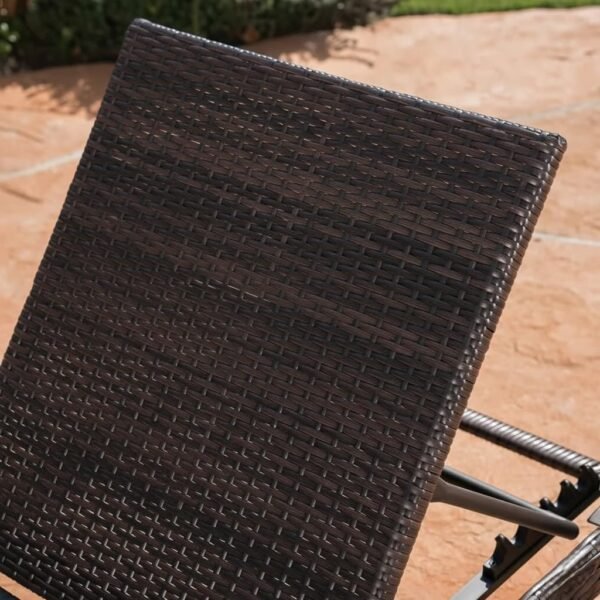 LOCCUS Outdoor Reclining Sun Loungers, 4-piece wicker chaise set with removable waterproof cushions for garden or deck.
