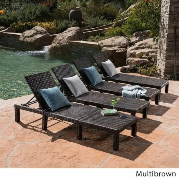 LOCCUS Set of 4 Outdoor Wicker Chaise Lounge Chairs - Image 4