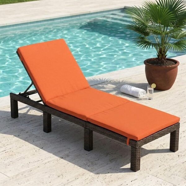LOCCUS Outdoor HDPE Wicker Chaise Lounge Chair - Image 2
