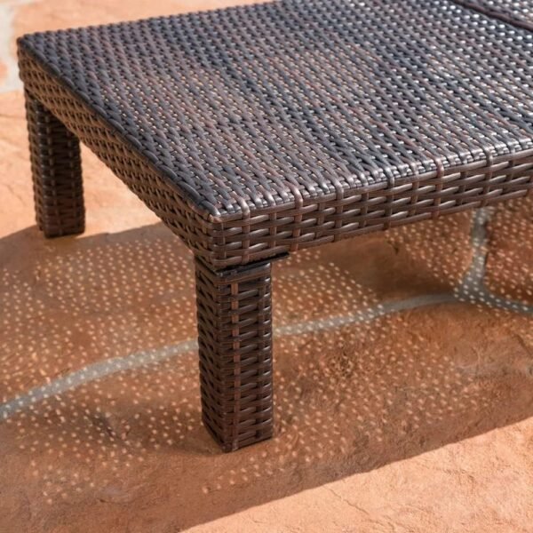Modern Outdoor Wicker Chaise Set, LOCCUS 4 reclining lounge chairs with waterproof cushions for terrace or balcony.