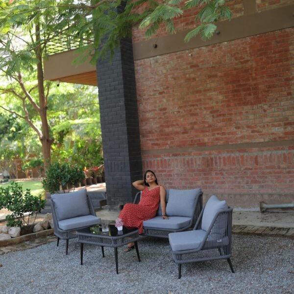 LOCCUS 4-Piece Outdoor Patio Furniture Set, Handwoven Rope Wicker Sofa Set with Thick Cushions & Center Table - Image 3