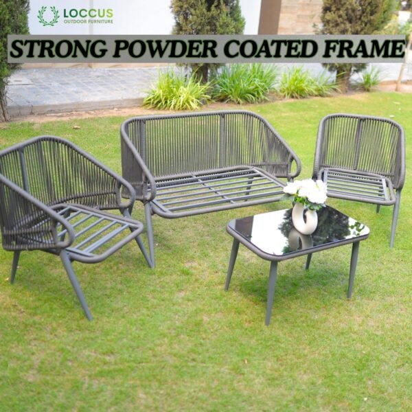 LOCCUS Outdoor Patio Sofa Set 4 Seater | Handwoven Rope Furniture with Glass Top Table - Image 8