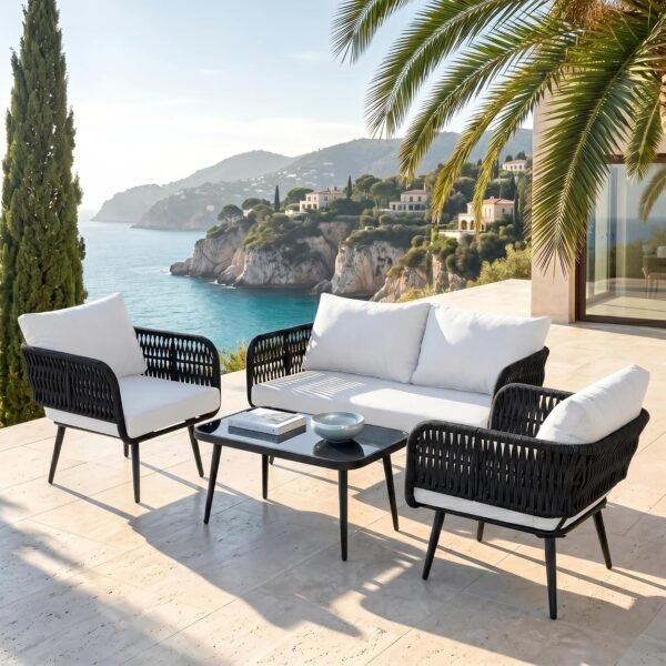 Braid Kaya Rope & Metal Frame Outdoor 4-Seater Sofa Set