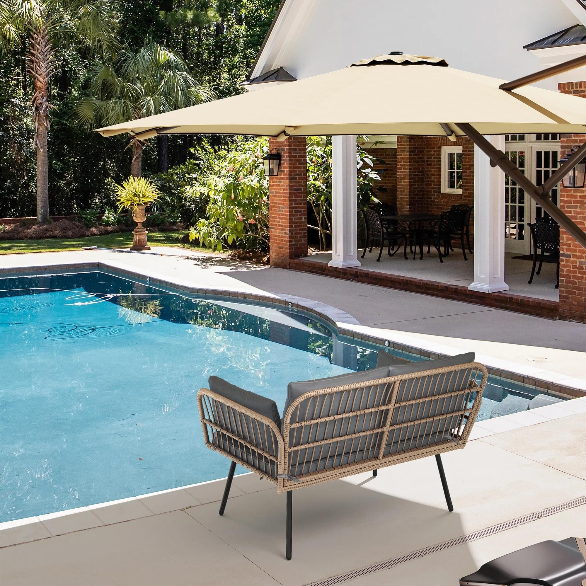 Double seater rope sofa set in grey with modern outdoor design