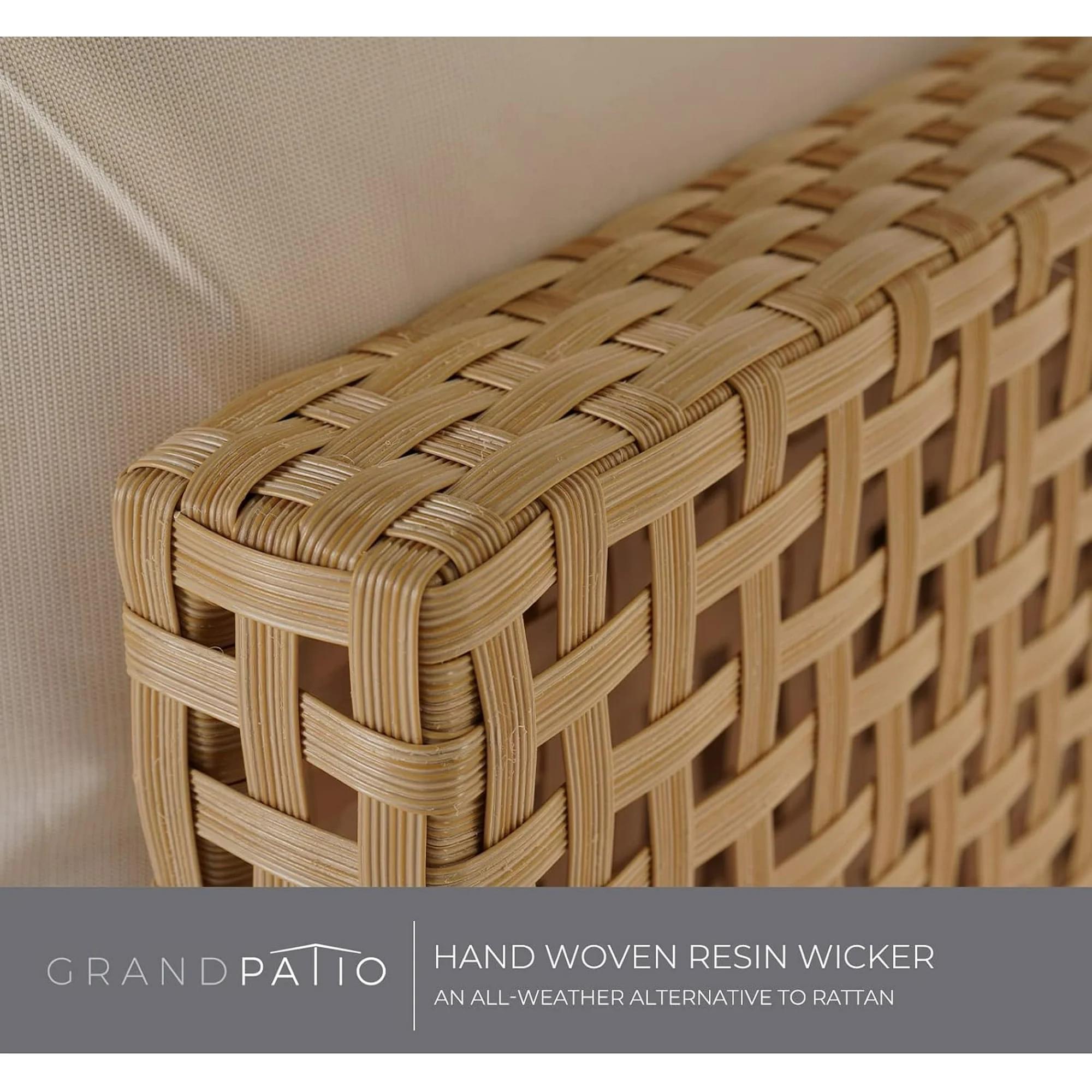 Outdoor double seater rattan wicker sofa with center table – stylish and durable patio furniture"