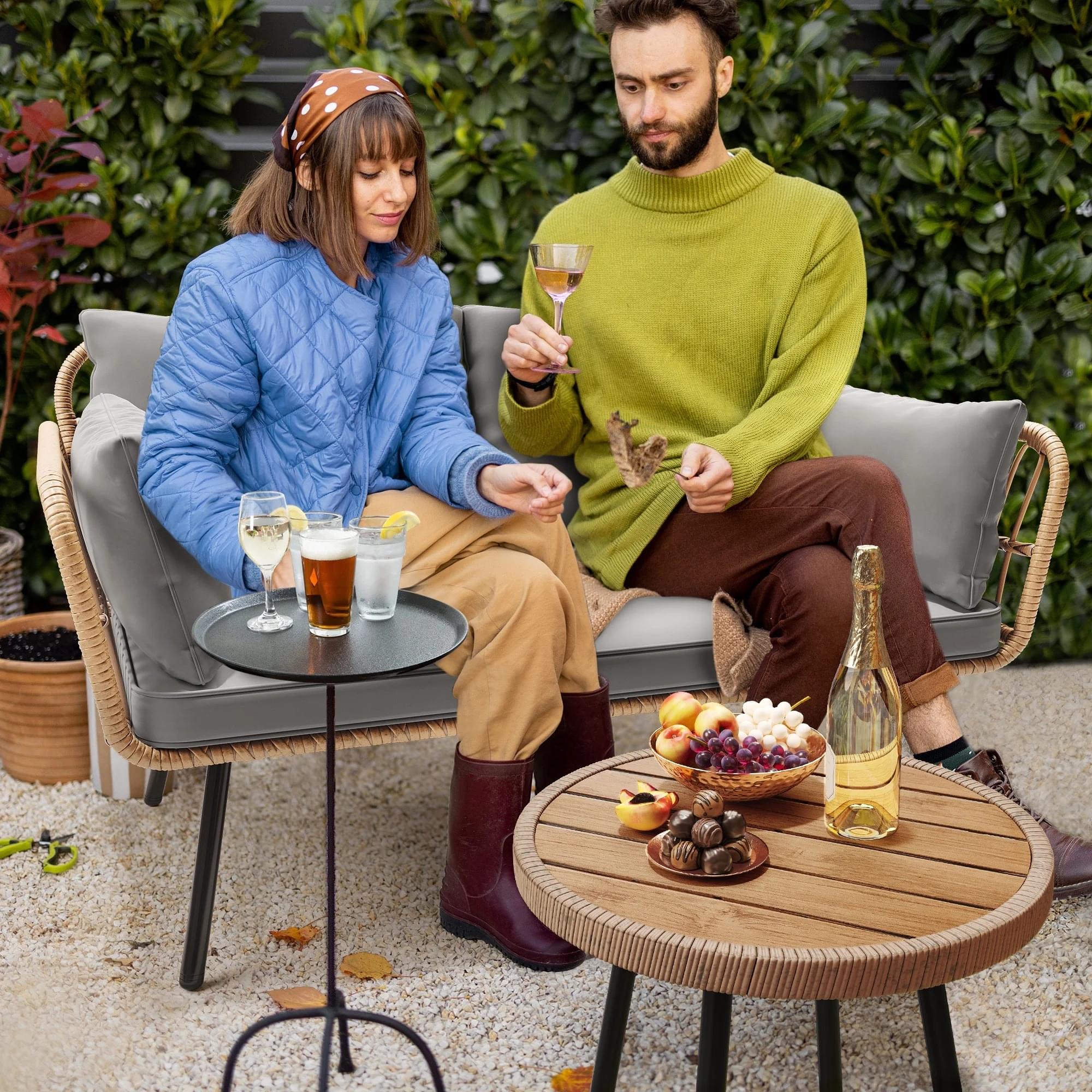 Double seater rope sofa set in grey with modern outdoor design