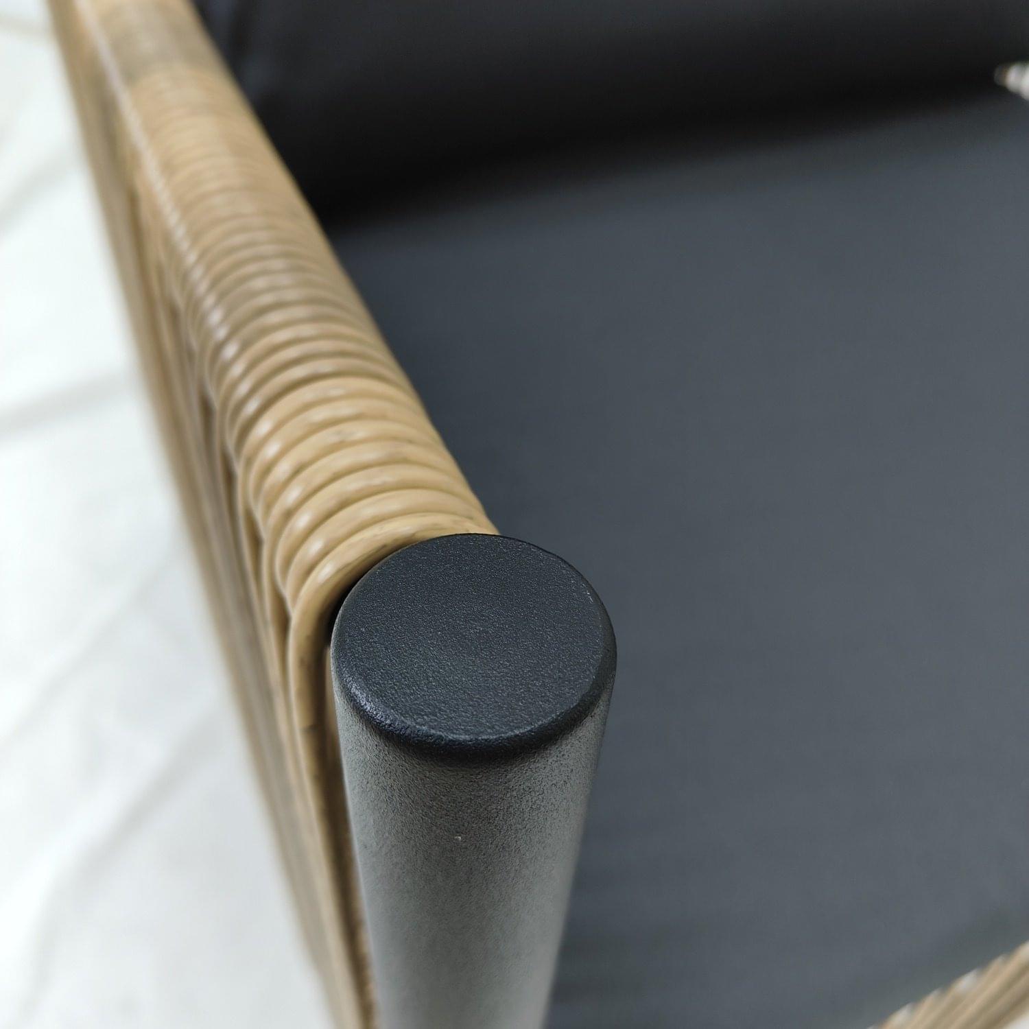 “Elegant 2 seater rattan wicker sofa set with cushions, durable outdoor furniture for patio, garden, and balcony seating”