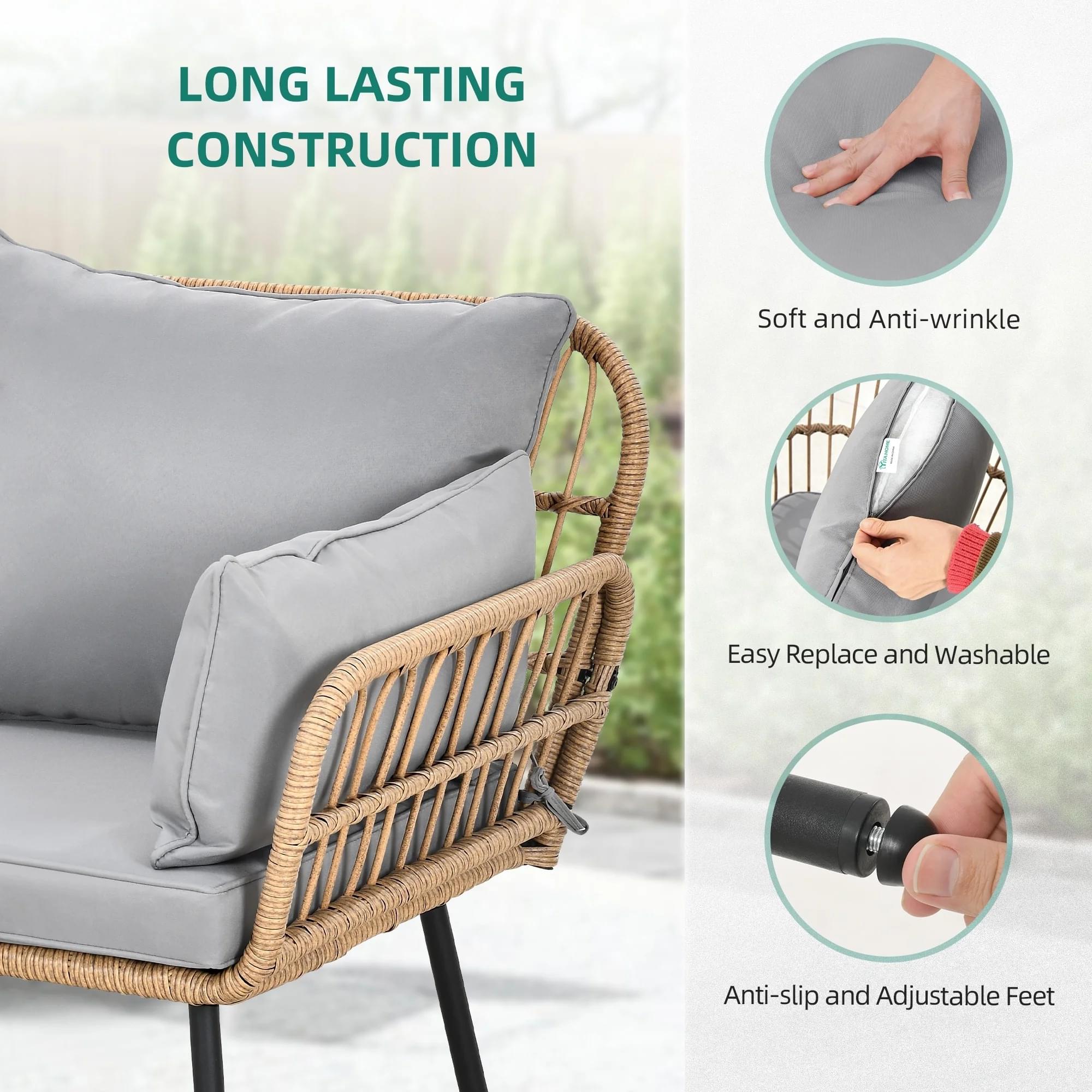 Double seater rope sofa set in grey with modern outdoor design